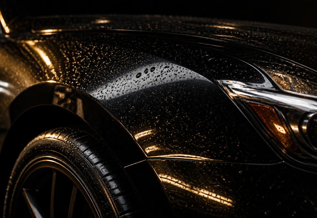 Glossy freshly detailed black car panel used for the Cove Shine Auto Detailing concept
