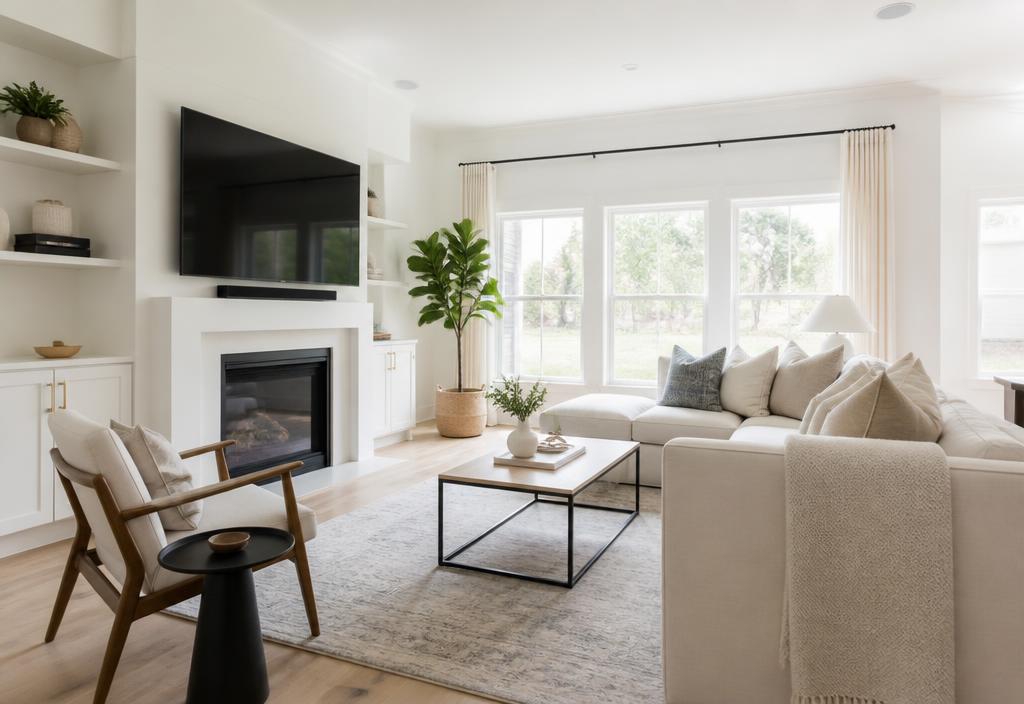 Bright spotless living room used for the FreshStart Cleaning Co. website concept